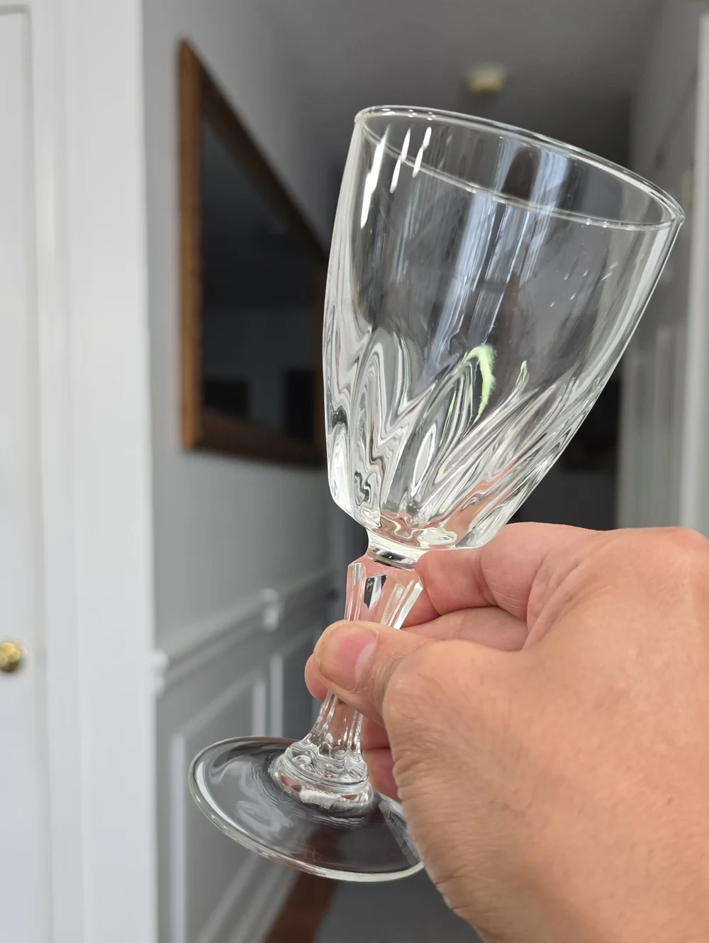 Vintage Cristal D'Arques Set Of 4 Durand Flamenco Flared Swirl Wine Glasses